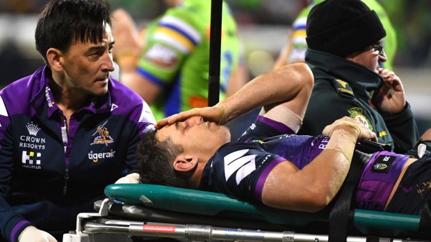Night to forget: Billy Slater can't remember being knocked out against Canberra Raiders last month.