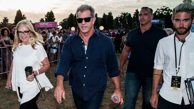 Mel Gibson arrives at Tropfest at Centennial Park.