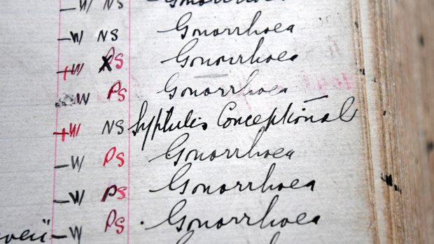 Syphilis and gonorrhea have been afflicting Melburnians for generations, as shown by this century-old patient ledger from the Melbourne Sexual Health Clinic.
