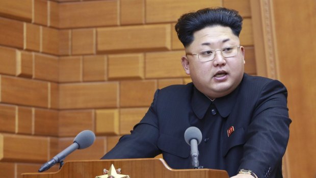 North Korean leader Kim Jong-un speaks at  a meeting of the Central Military Commission of the Workers' Party of Korea.