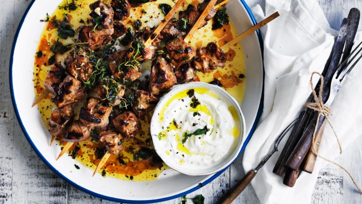 Lemon and oregano lamb with cucumber yoghurt