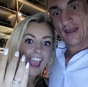 Cathrina Cahill and Daithy Ian Walsh show off the engagement ring. 