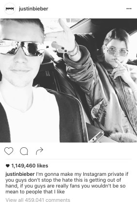 Justin Bieber's "last" Instagram post before he abandoned the platform.
