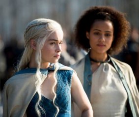Inspired performances: Daenerys Targaryen  (Emilia Clarke) and Missandei (Nathalie Emmanuel) in Game of Thrones season four.