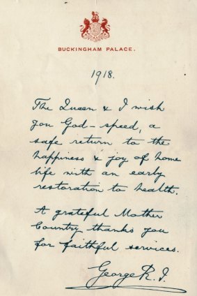 A letter from King George V thanking the author's grandfather for his faithful service.