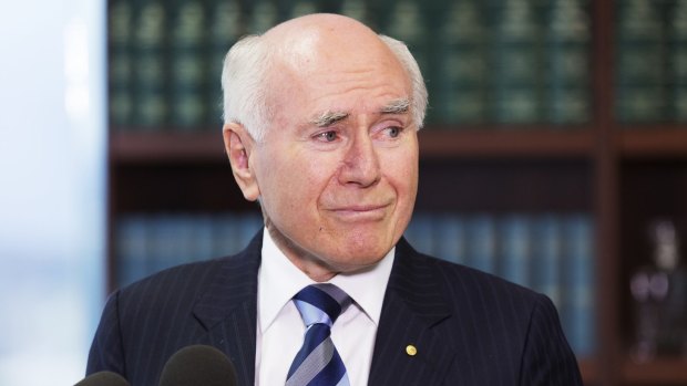 Big shoes to fill: Former prime minister John Howard gives a press conference  giving comment on the passing of Richie Benaud in April. 