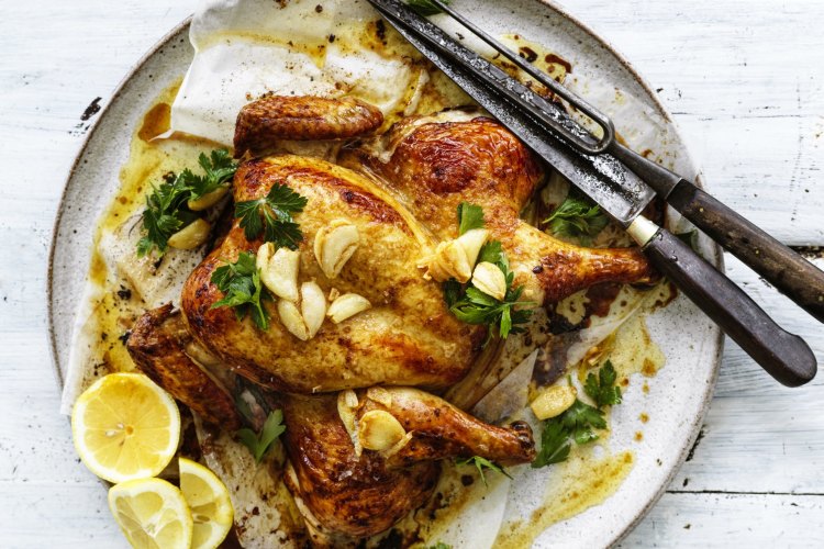 Roast Chicken with Garlic Brown butter