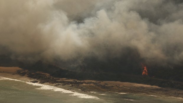 Fires burning near Wye River and Separation Creek on Christmas Day.