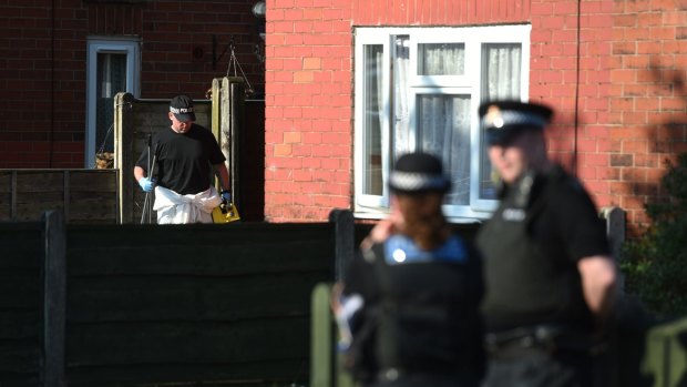 Police activity at an address in Elsmore Road, in connection with the concert blast at the Manchester Arena, in Manchester, England on Wednesday.
