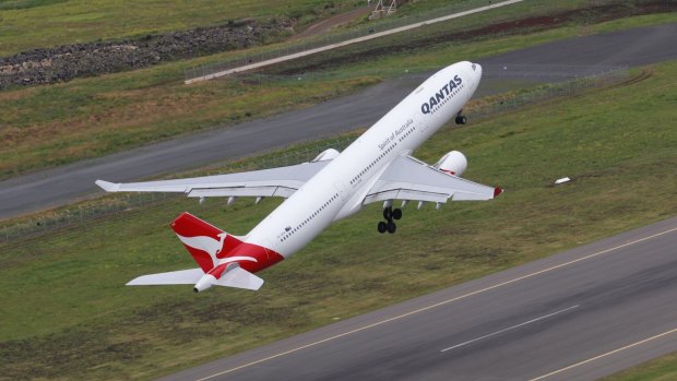 The first international passenger flight takes off from the Brisbane West Wellcamp Airport.