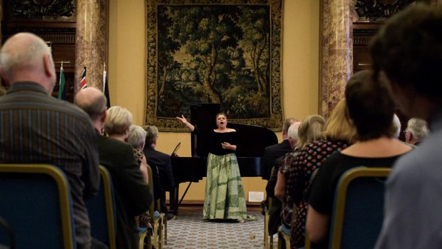 Soprano Deborah Cheetham performs at Australia House in London