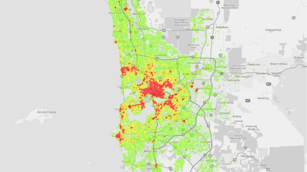 Where Uber drivers pick up the most rides in Perth. 