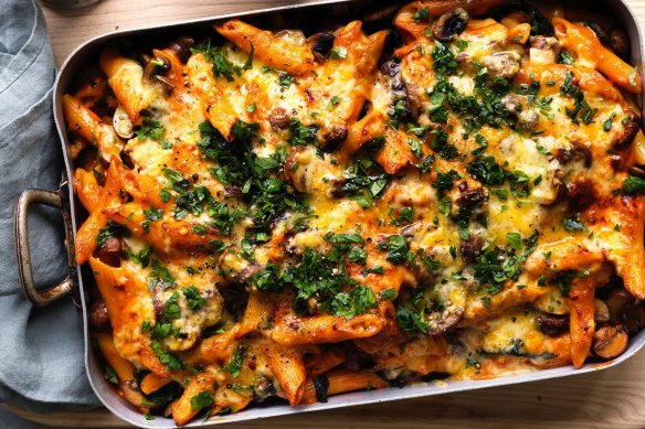 This stroganoff-inspired pasta bake skips the beef.