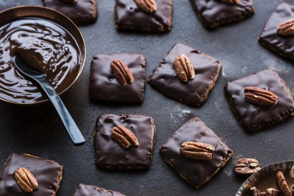 Chocolate pecan biscuits from Chocolate by Kirsten Tibballs (Murdoch Books, $49.95).