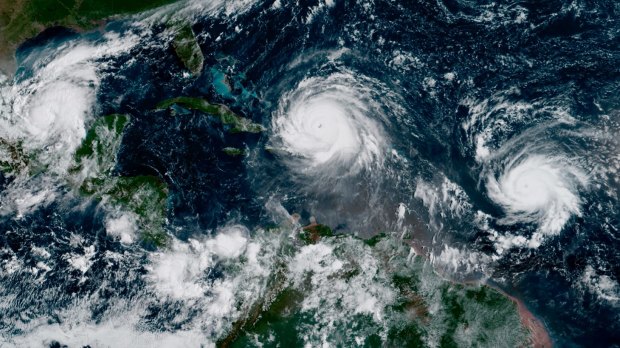 Three hurricanes in a row, from left Katia, Irma and Jose. 
