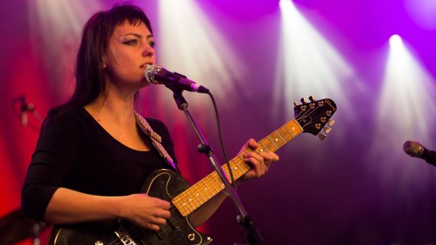Angel Olsen on stage at the Meredith Music Festival.