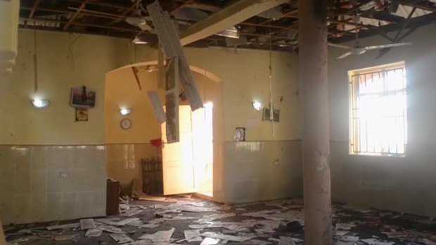 The interior of a mosque after a deadly attack by a suicide bomber, in Mubi, Adamawa State, Nigeria.