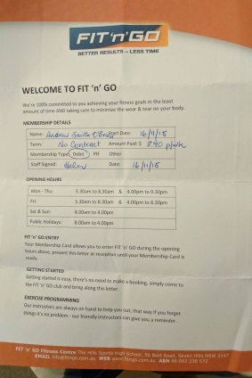 FIT 'n' GO advertises a 'No Contract' policy, instead filling out a form such as this for its members.