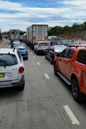 Northbound traffic on the M1 Pacific Motorway on Monday afternoon.