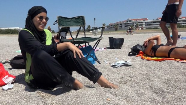 Nissrine Samali, 20, on the beach in Marseille.