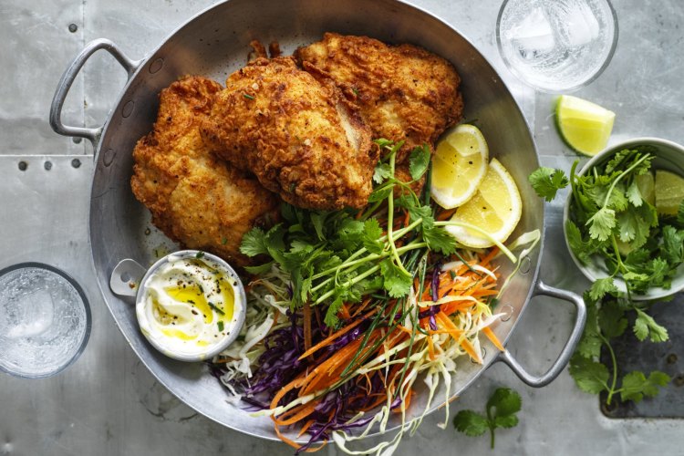 Spicy Fried Chicken with sour cream dip
