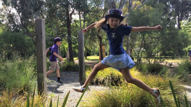 Aya Zisserman, 8, leaps into sharing her ideas to transform Finn Street Park O'Connor into an area for nature play. 
