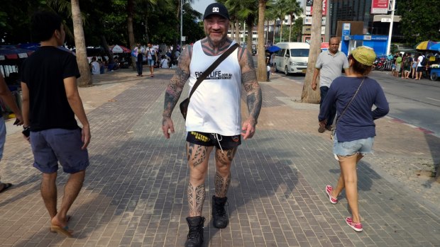 'I am a single man': Tim "Sharky" Ward walks the streets of Pattaya.