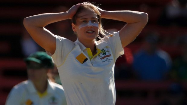 Chance missed: The Australian bowlers were unable to wrap up victory after Ellyse Perry's landmark double Century on Saturday.