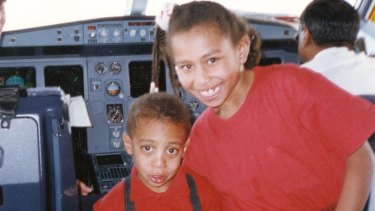 Yassmin and brother Yasseen in a pre-9/11 visit to a cockpit.