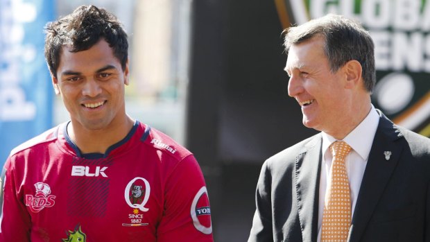 Karmichael Hunt at the launch of the Brisbane Global Tens last year.