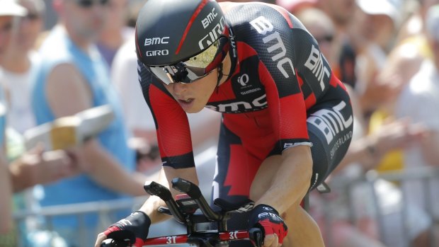 Australia's Rohan Dennis strains during the first stage of the Tour de France, in a record-breaking performance.