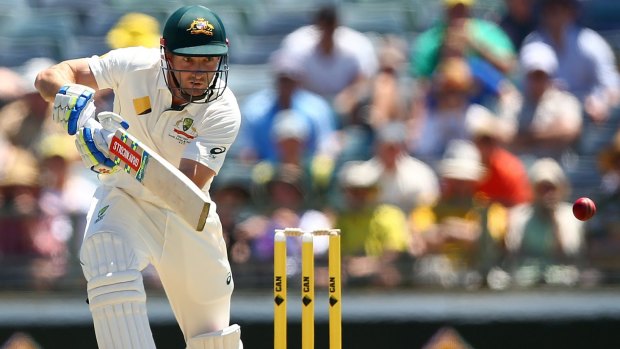 Not forgotten: Shaun Marsh opens the batting in the first Test against South Africa at the WACA on November 4. He made scores of 63 and 15 before breaking his finger in Perth.