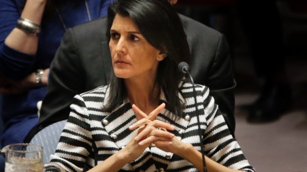 US Ambassador to the United Nations Nikki Haley attends a meeting of the Security Council at UN.