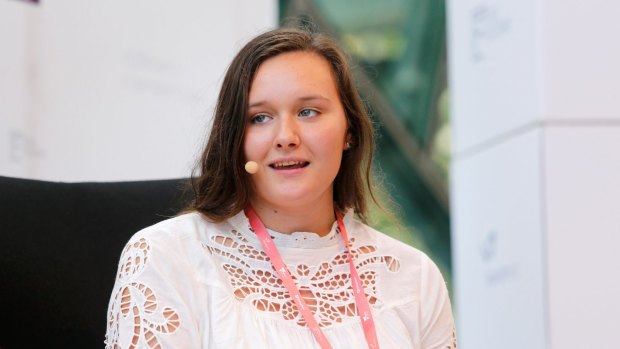 Teen entrepreneur Rebecca Rusinovic was the youngest keynote speaker at Pause Festival at Federation Square. 
