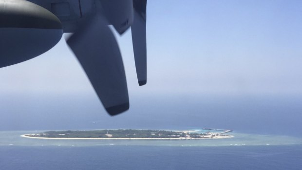 An aerial view of a Taiwan-controlled island in the South China Sea.
