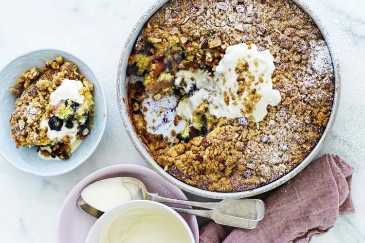 Helen Goh's Nectarine and Blueberry Crumble Cake