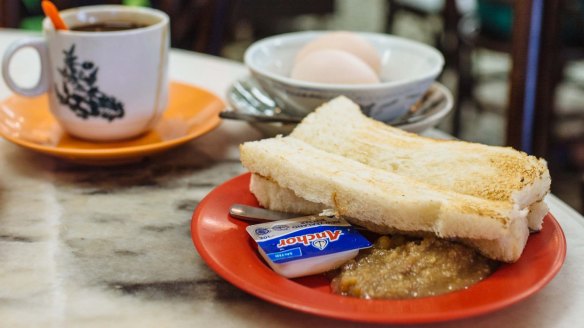 Kaya toast and coffee at Yut Kee.