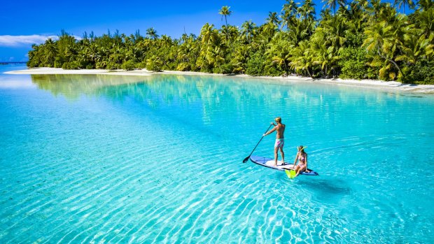 Aitutaki is famous for its equilateral-shaped triangular lagoon five times larger than the island surrounding it.