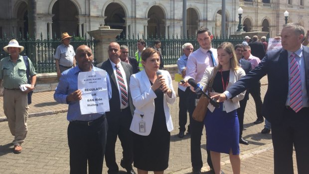 Deputy Premier Jackie Trad was shouted down as tensions escalated at the rally.
