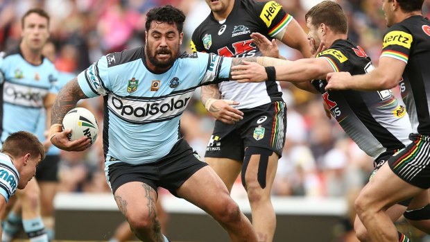 Don't argue: Andrew Fifita keeps the Panthers at bay.