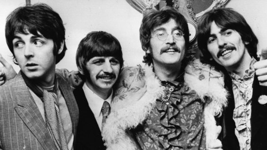 The Beatles celebrate the completion of recording Sgt Pepper's Lonely Hearts Club Band at a press conference held at the west London home of their manager, Brian Epstein. 