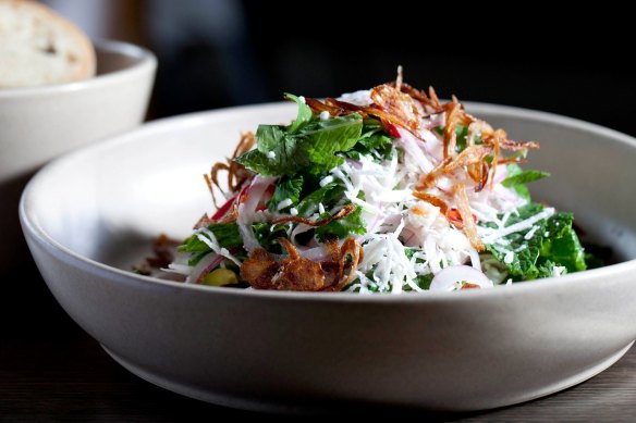 Salad of fresh-picked spanner crab, coconut and coriander.