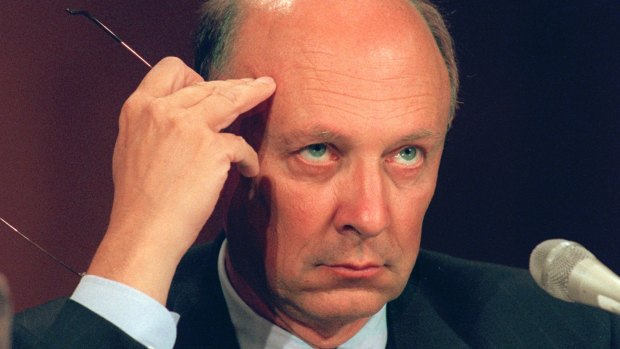 Former CIA Director James Woolsey testifies on Capitol Hill in 1996.