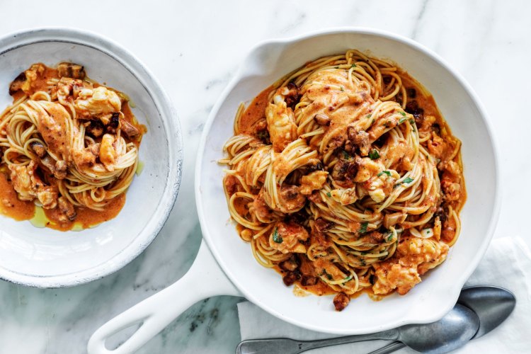 Lobster and pancetta spaghetti.