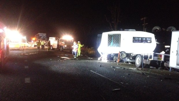 A driver died when two trucks collided on the Burnett Highway at Booubyjan, north-west of Gympie. 