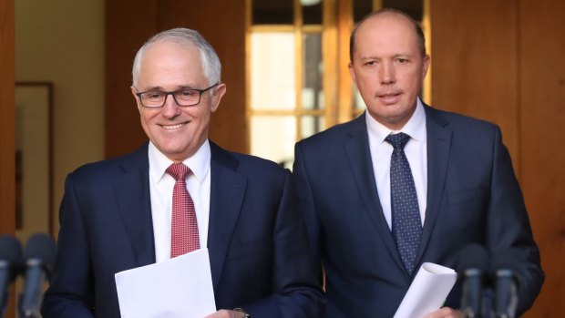 Prime Minister Malcolm Turnbull and Dutton announce the scrapping of 457 visas in April.