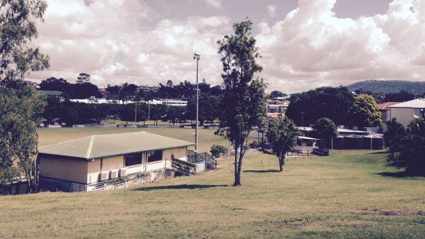 The two clubhouses to be demolished and the hill to be dug into as part of the plan to build a two-storey clubhouse at Toowong.