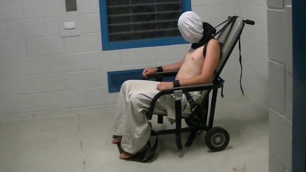 The image of Dylan Voller in a spit-hood at the Don Dale Youth Detention Centre that helped trigger the royal commission.