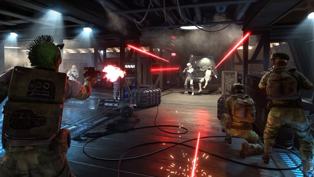 Stormtroopers fulfilling their role as cannon fodder in Battlefront
