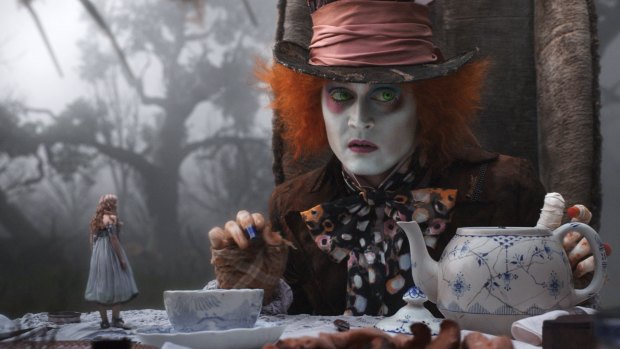 Live-action remake: Mia Wasikowska and Johnny Depp in <i>Alice in Wonderland</i>.